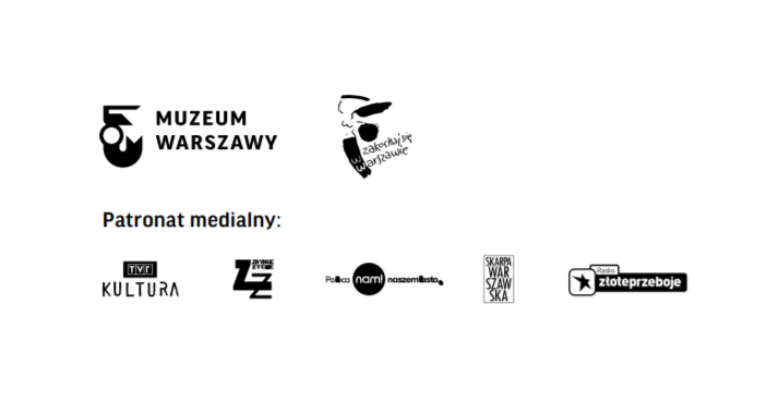 logotypy muzeum warszawy, zakochaj się w warszawie, logotypy patronów medialnych tvp kultura, zwykłe życie, nasze miasto, skarpa warszawska, radio złote przeboje